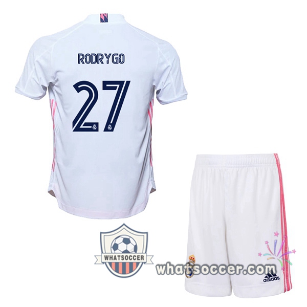 Real Madrid (Rodrygo 27) Kids Home Soccer Jerseys 2020-2021