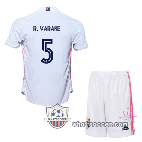 Real Madrid (R. Varane 5) Kids Home Soccer Jerseys 2020-2021