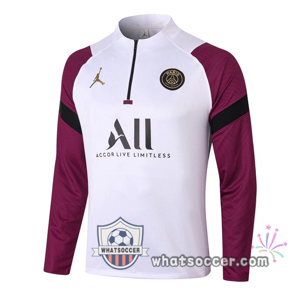 JORDAN Paris PSG ALL White Purple Soccer Sweater 2020-2021