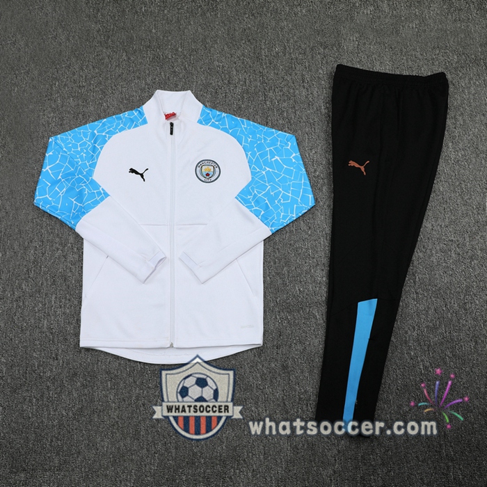 Manchester City White Blue Training Jacket 2020-2021