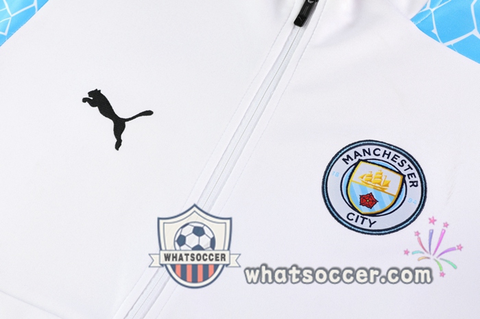 Manchester City White Blue Training Jacket 2020-2021