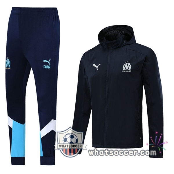 Olympique de Marseille Blue Royal Windbreaker Hoodie 2020-2021