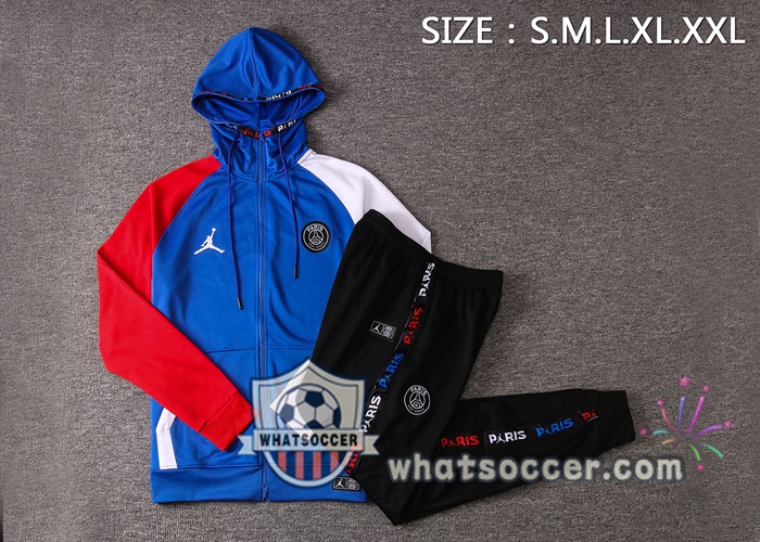 Pairis PSG Jordan Blue Red White Hooded Jacket 2020-2021