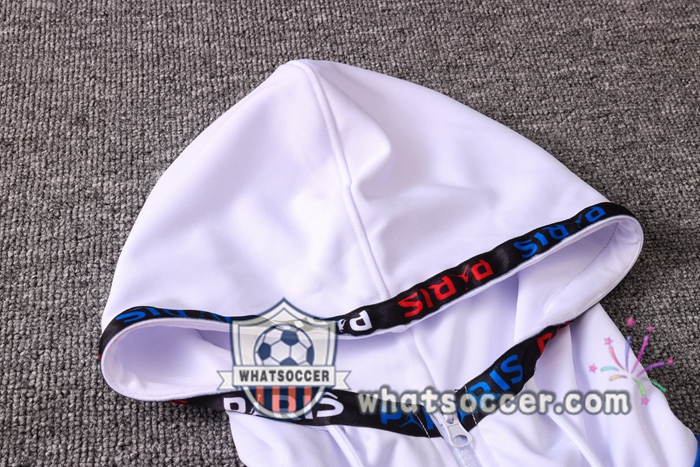 Pairis PSG Jordan White Red Blue Hooded Jacket 2020-2021