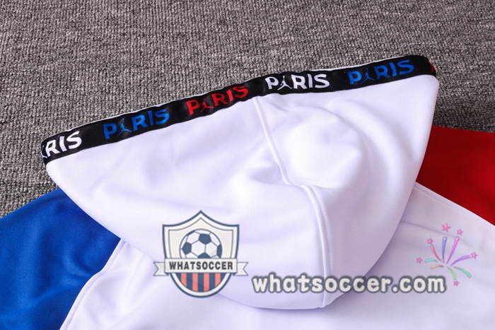 Pairis PSG Jordan White Red Blue Hooded Jacket 2020-2021