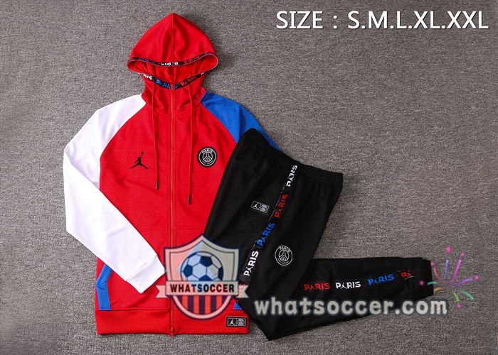Pairis PSG Jordan Red White Blue Hooded Jacket 2020-2021