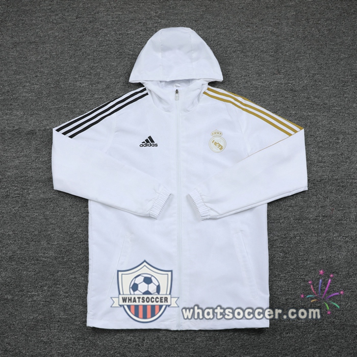 Real Madrid White Windbreaker Hoodie 2020-2021