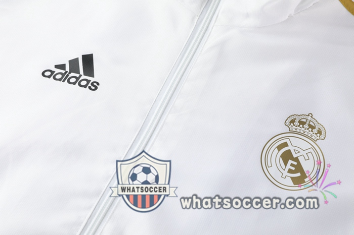 Real Madrid White Windbreaker Hoodie 2020-2021