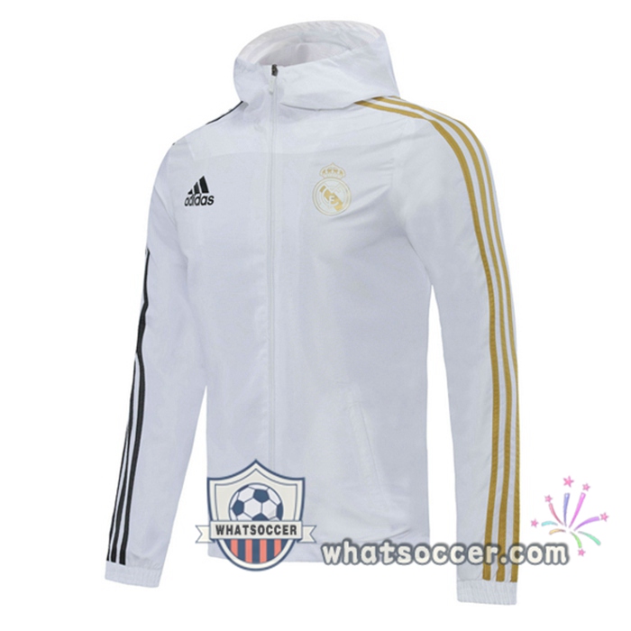 Real Madrid White Windbreaker Hoodie 2020-2021