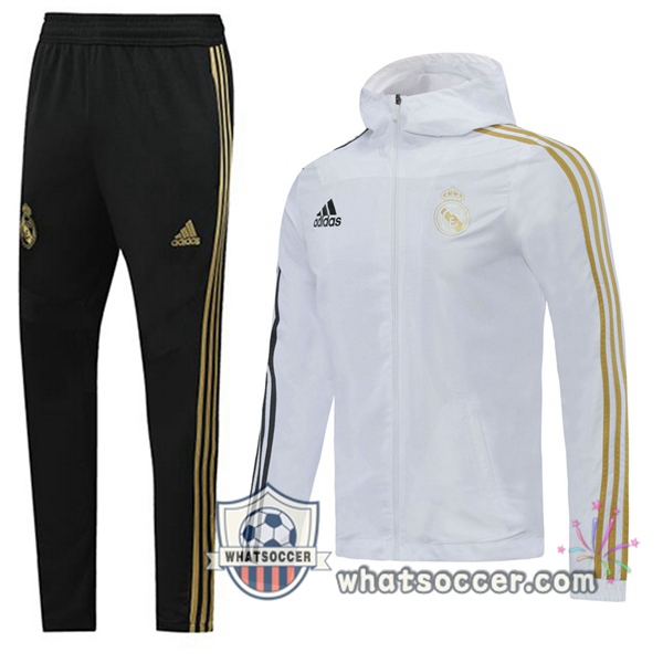 Real Madrid White Windbreaker Hoodie 2020-2021