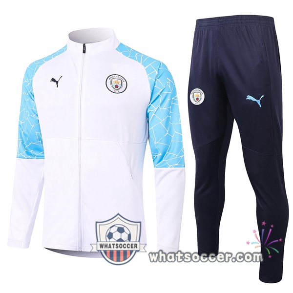 Manchester City White Blue Royal Training Jacket 2020-2021
