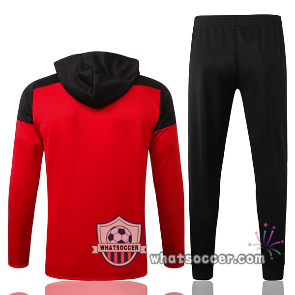 Manchester United Red Black Hooded Jacket 2020-2021