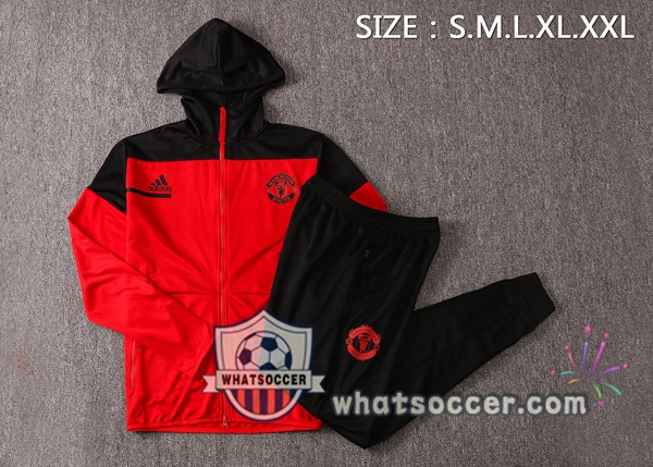 Manchester United Red Black Hooded Jacket 2020-2021