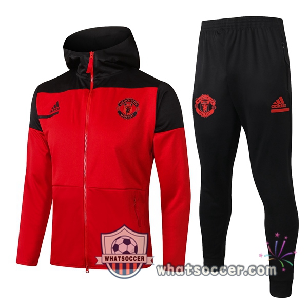 Manchester United Red Black Hooded Jacket 2020-2021