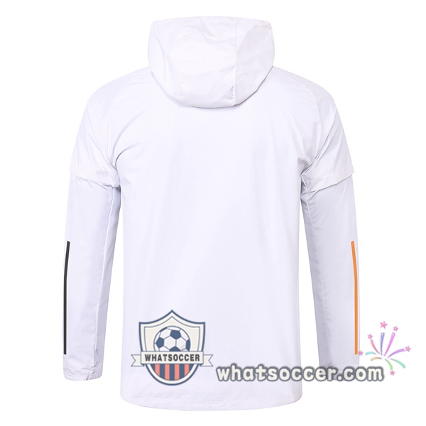 Manchester United White Windbreaker Hoodie 2020-2021