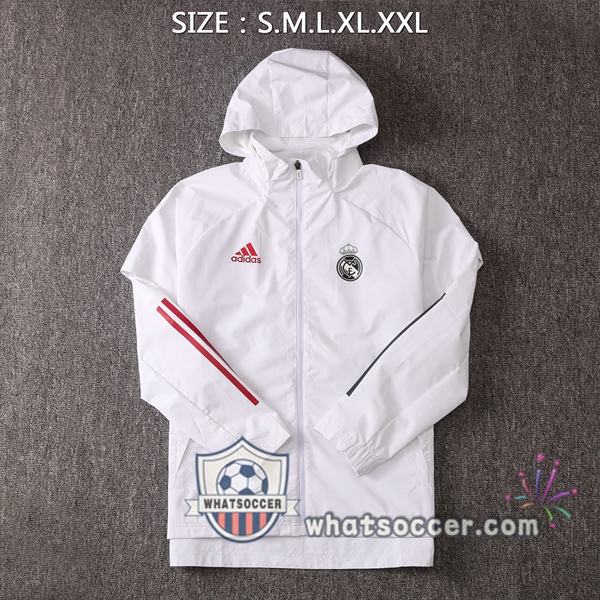 Real Madrid White Windbreaker Hoodie 2020-2021