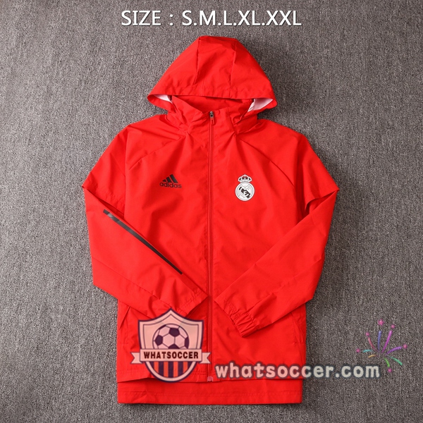 Real Madrid Red Windbreaker Hoodie 2020-2021