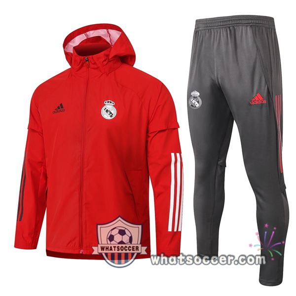 Real Madrid Red Windbreaker Hoodie 2020-2021