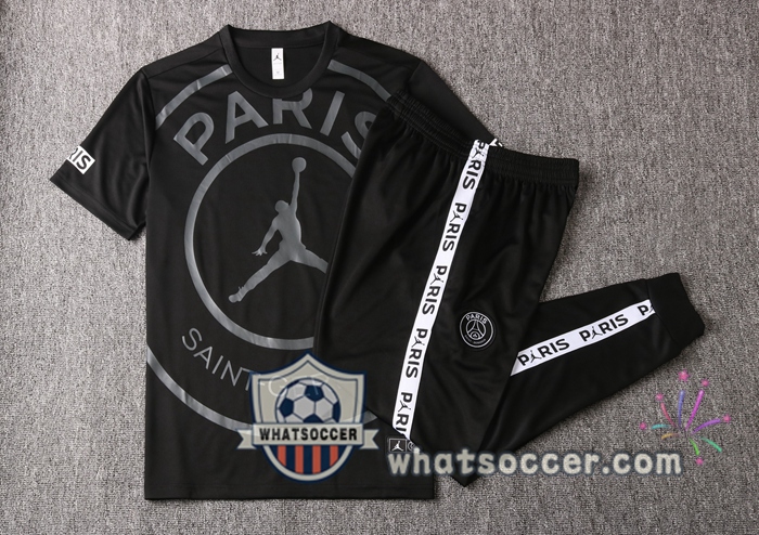 Paris PSG Jordan Black Training T-Shirt Suit 2020-2021