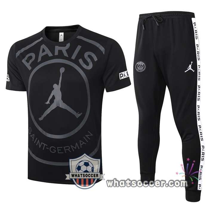 Paris PSG Jordan Black Training T-Shirt Suit 2020-2021