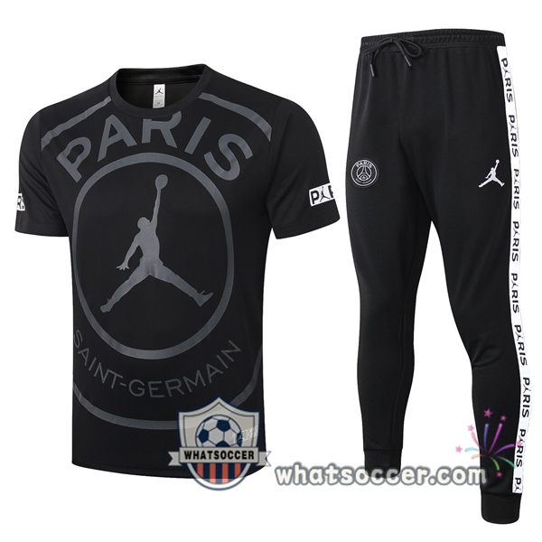 Paris PSG Jordan Black Training T-Shirt Suit 2020-2021