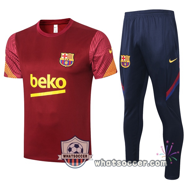 FC Barcelona + Pants Red Training T-Shirt Suit 2020-2021
