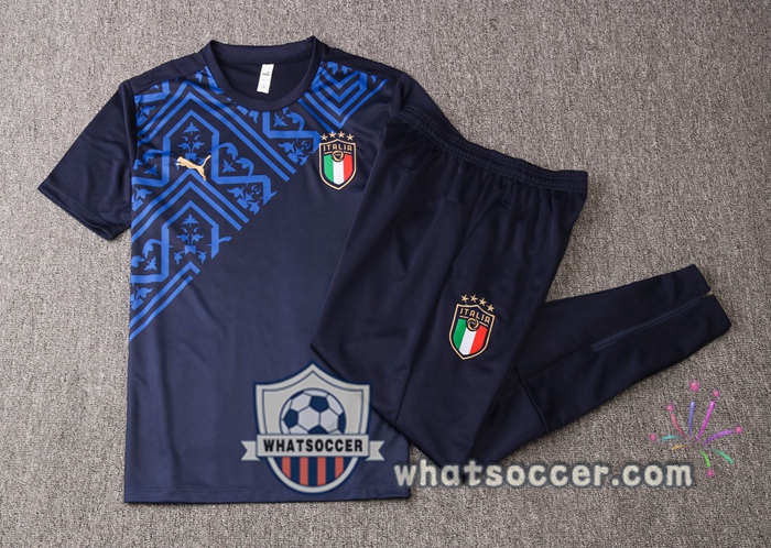 Italy + Pants Blue Royal Training T-Shirt Suit 2020-2021