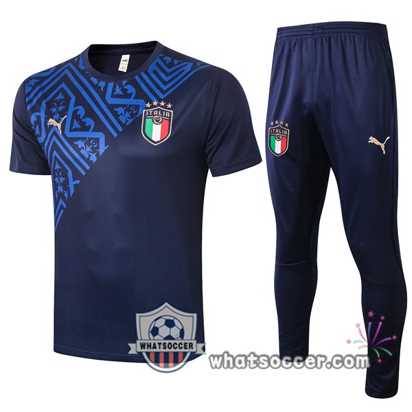 Italy + Pants Blue Royal Training T-Shirt Suit 2020-2021