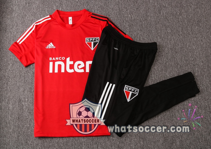 Sao Paulo FC + Pants Red Training T-Shirt Suit 2020-2021