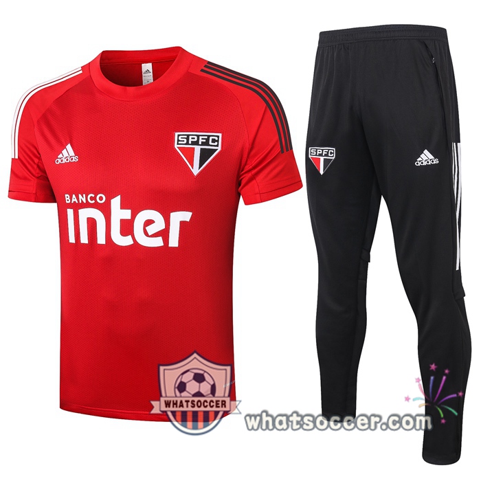 Sao Paulo FC + Pants Red Training T-Shirt Suit 2020-2021
