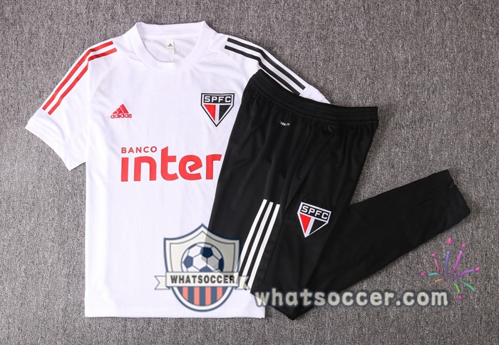 Sao Paulo FC + Pants White Training T-Shirt Suit 2020-2021