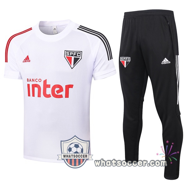 Sao Paulo FC + Pants White Training T-Shirt Suit 2020-2021