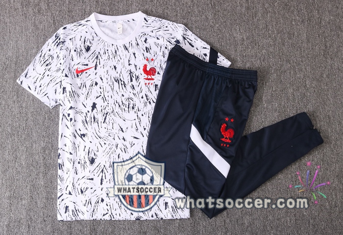 France + Pants Black White Training T-Shirt Suit 2020-2021
