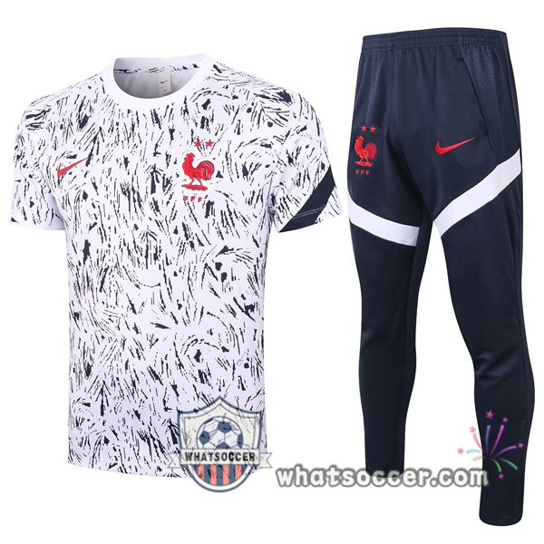 France + Pants Black White Training T-Shirt Suit 2020-2021