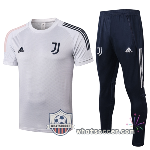 Juventus + Pants Light Gray Training T-Shirt Suit 2020-2021