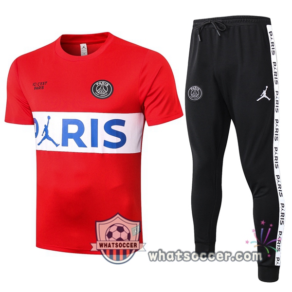 Paris PSG Jordan + Pants Red Training T-Shirt Suit 2020-2021
