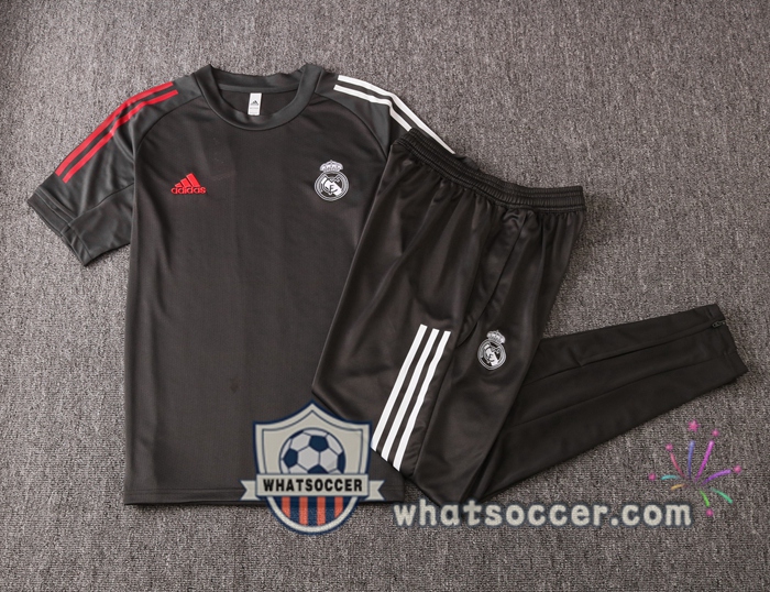 Real Madrid + Pants Dark Gray Training T-Shirt Suit 2020-2021