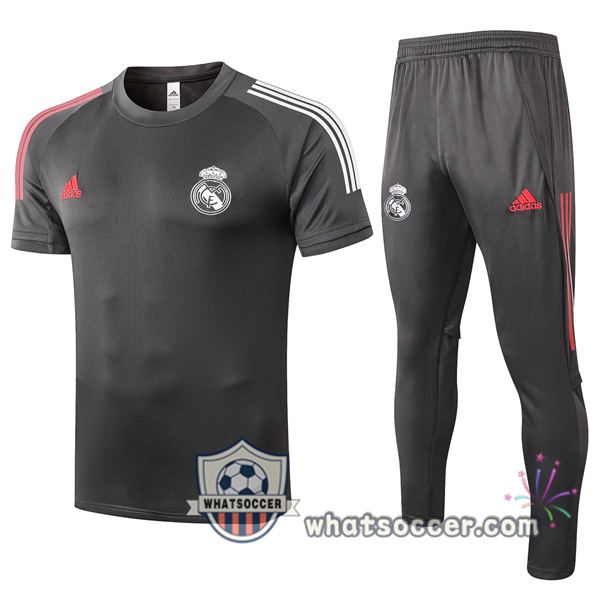 Real Madrid + Pants Dark Gray Training T-Shirt Suit 2020-2021