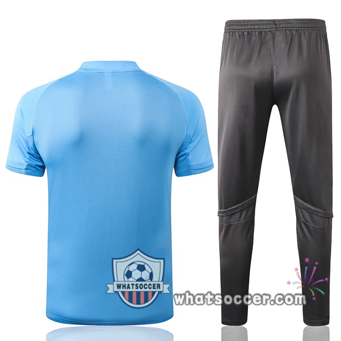 Real Madrid + Pants Light Blue Training T-Shirt Suit 2020-2021