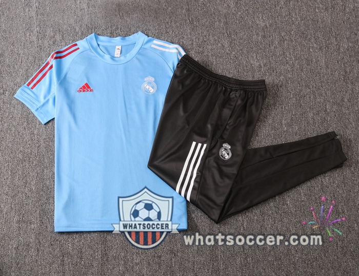 Real Madrid + Pants Light Blue Training T-Shirt Suit 2020-2021