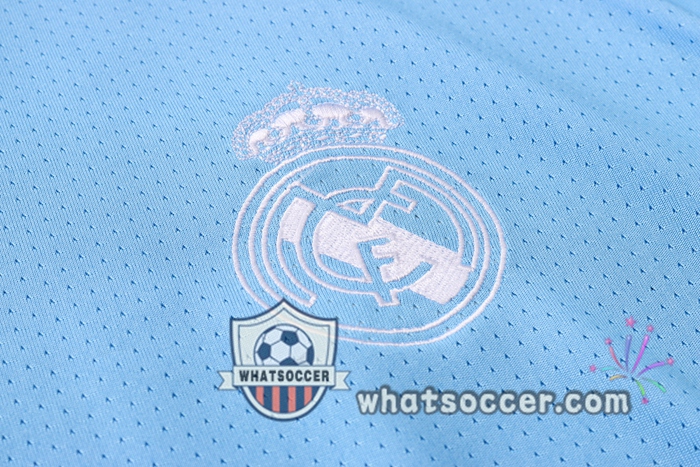 Real Madrid + Pants Light Blue Training T-Shirt Suit 2020-2021