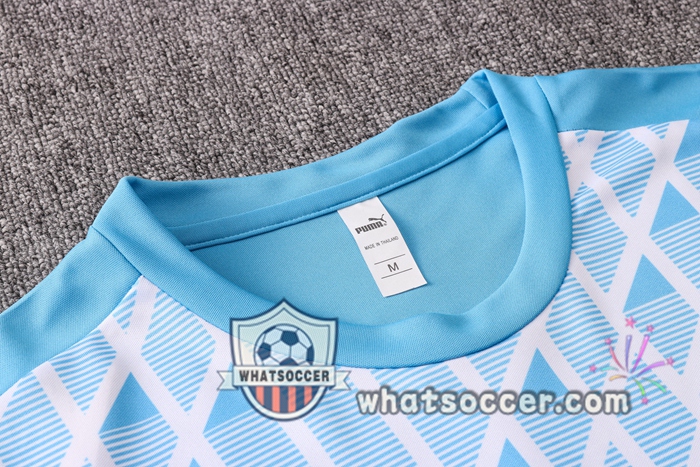 Olympique de Marseille + Pants Blue White Training T-Shirt Suit 2020-2021