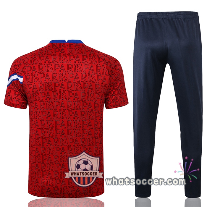 Paris PSG + Pants Red Training T-Shirt Suit 2020-2021