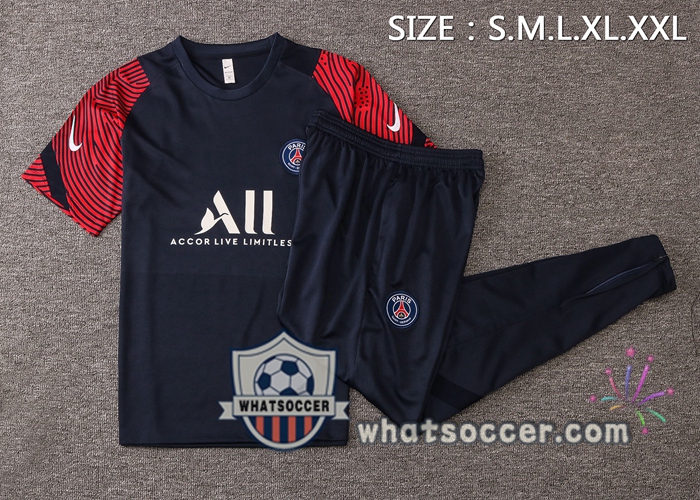 Paris PSG + Pants Blue Royal Training T-Shirt Suit 2020-2021