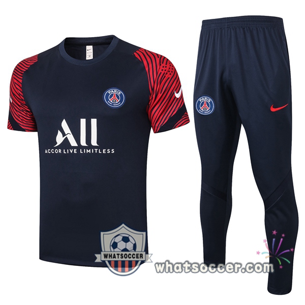 Paris PSG + Pants Blue Royal Training T-Shirt Suit 2020-2021