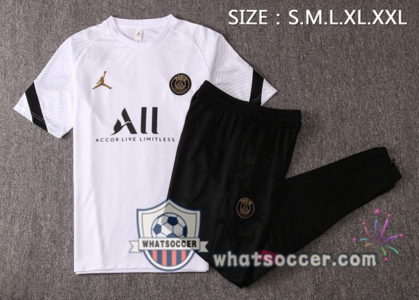 Paris PSG Jordan + Pants White Training T-Shirt Suit 2020-2021