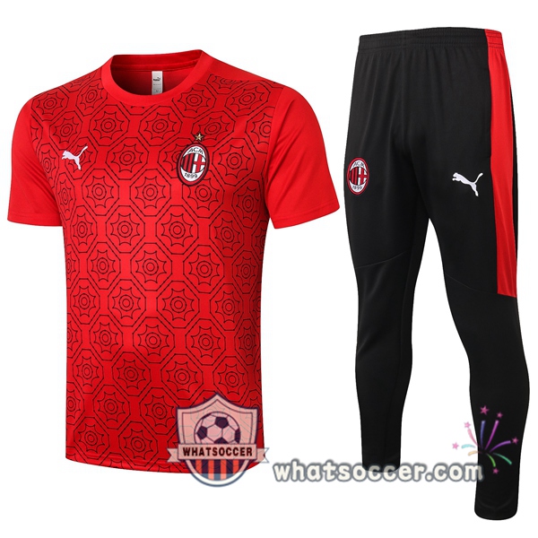 AC Milan + Pants Red Training T-Shirt Suit 2020-2021