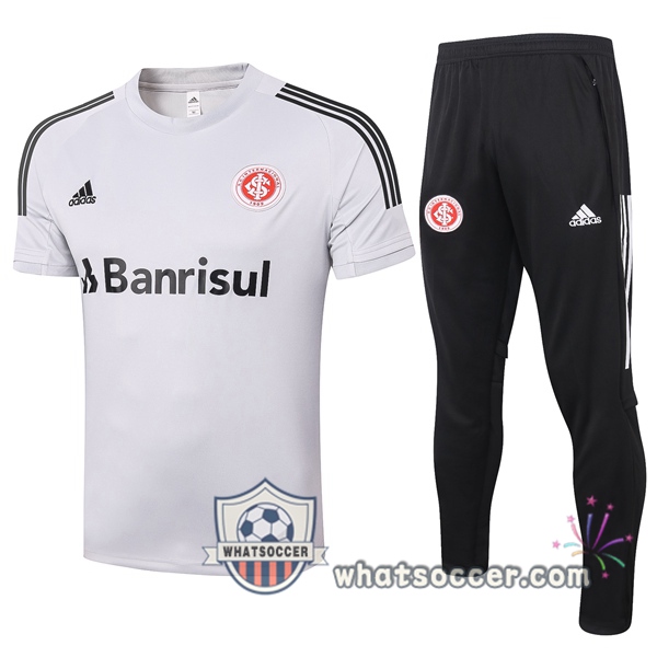 SC Internacional + Pants Light Gray Training T-Shirt Suit 2020-2021