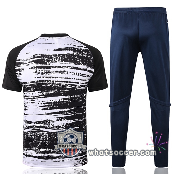 Juventus + Pants Black White Training T-Shirt Suit 2020-2021