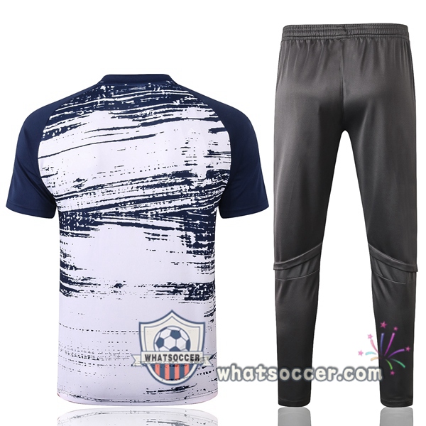 Real Madrid + Pants White Blue Royal Training T-Shirt Suit 2020-2021
